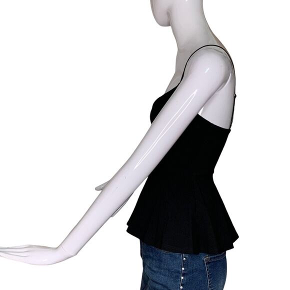 Mikey & Joey Blouse Sleeveless Peplum Black Adjustable Straps Size S - Picture 6 of 8